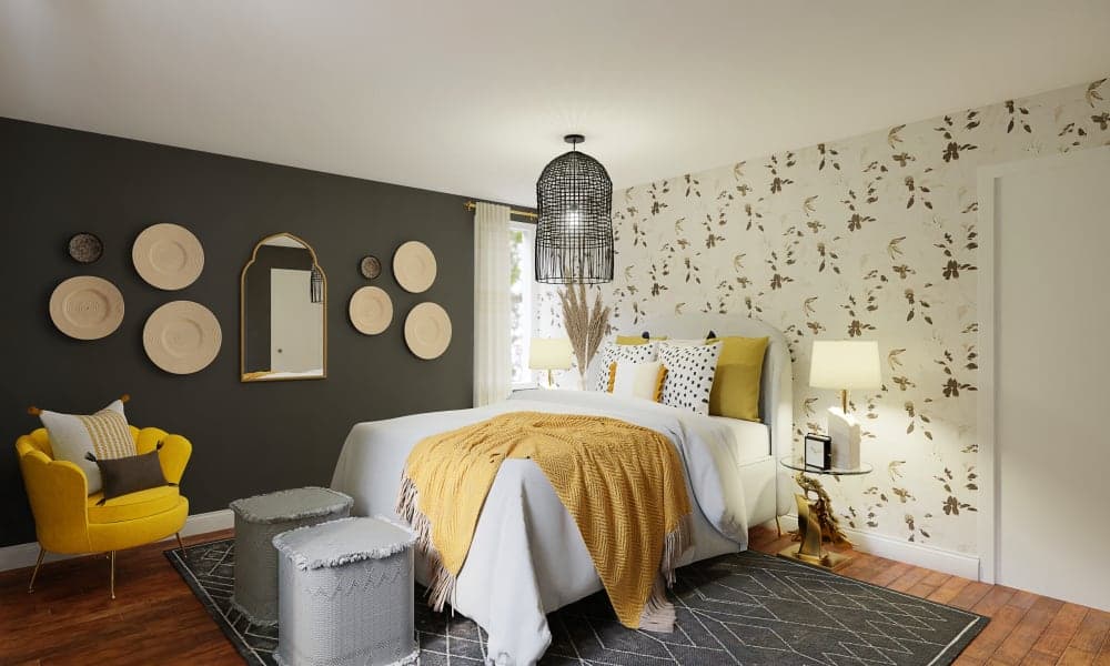 Floral Wallpaper: Bohemian Glam Bedroom