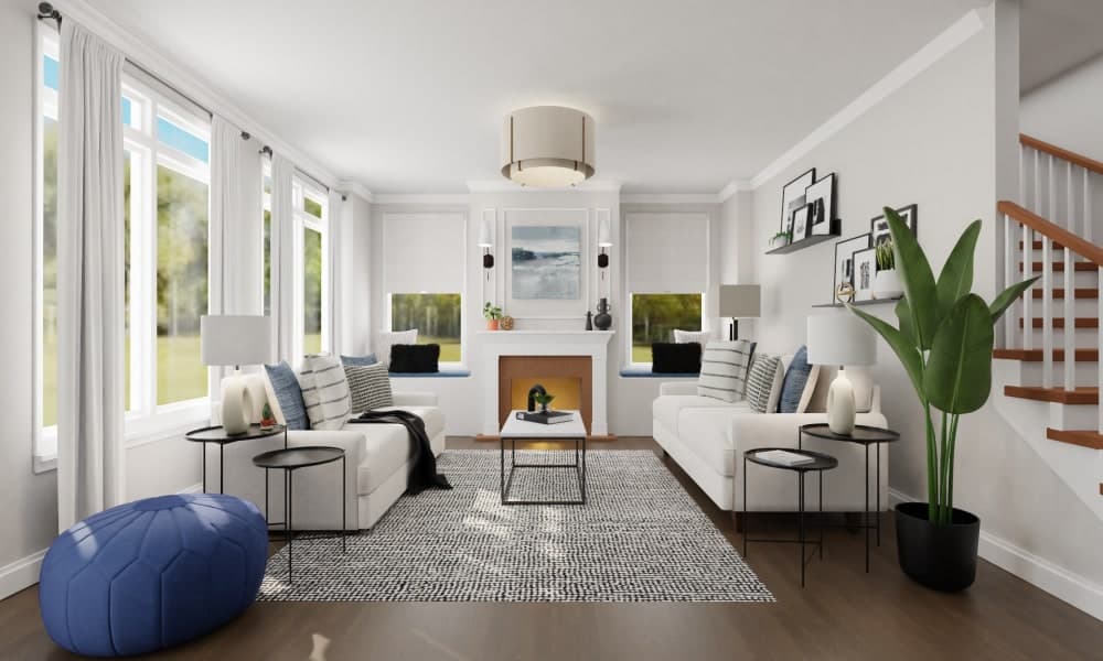 Black & White Pops: Transitional Living Room with Modern Touches