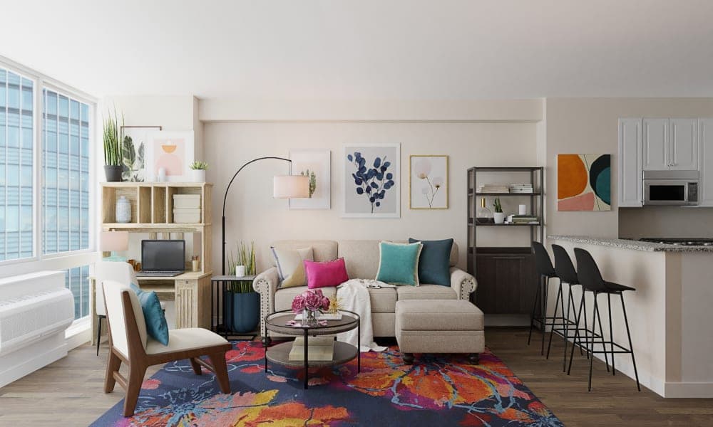 Chic Living Room with Colorful Hues
