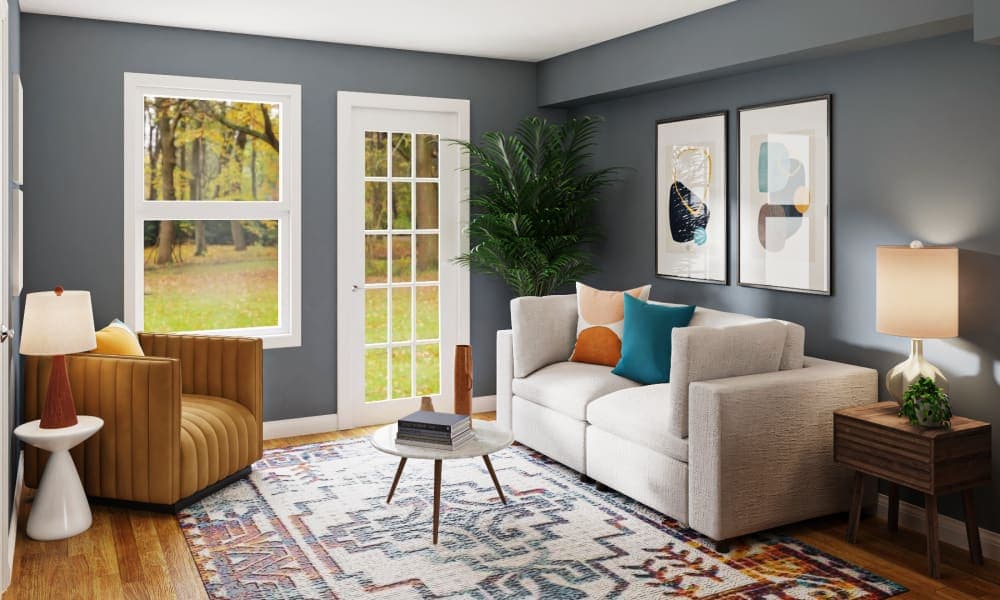 Aztec Rug & Abstract Patterns: A Glam Living Room