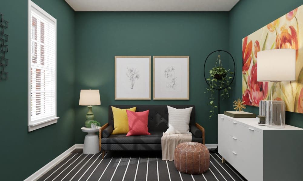 An Emerald Mid-Century Modern Home Office