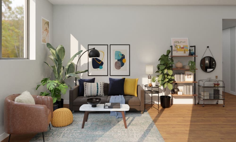 A Mid-Century Living/Dining Room With Sunshine Vibes