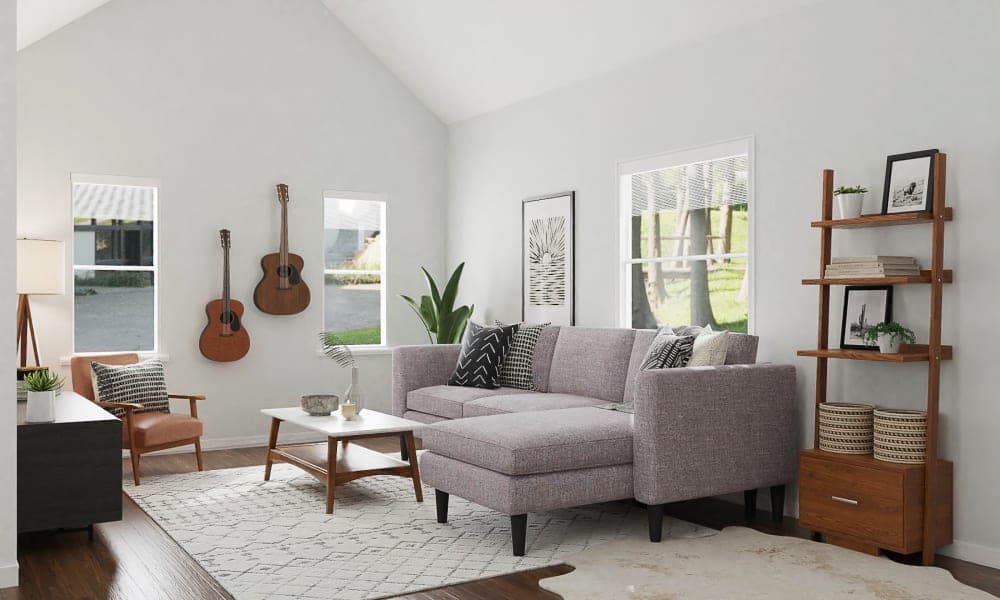 A Mid-Century Musical Theme Industrial Living/Dining Room