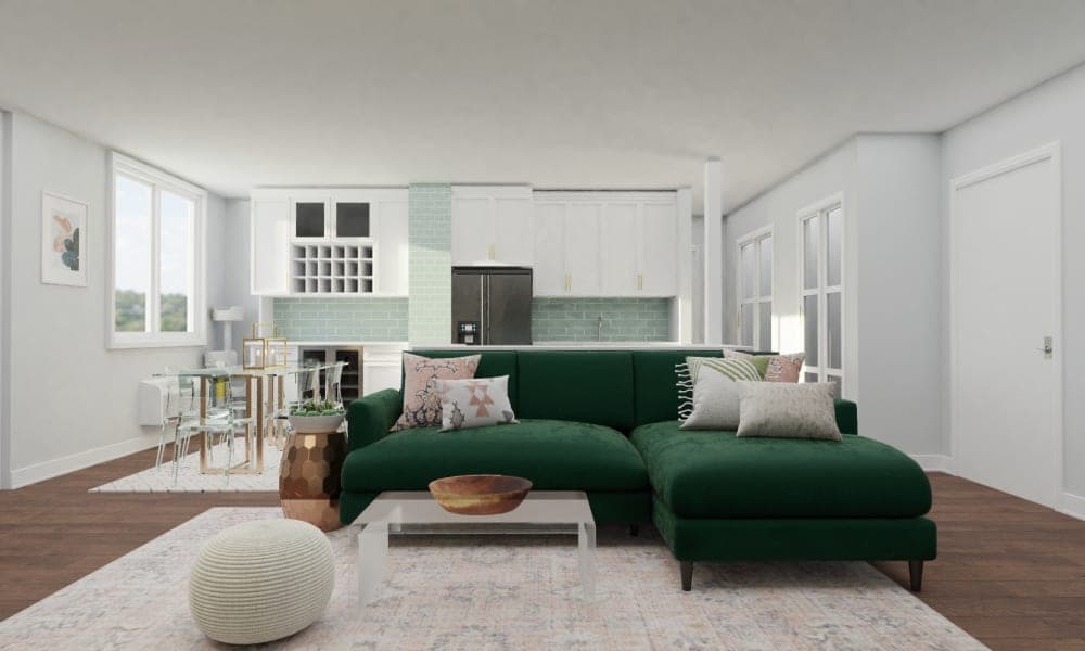 Silver, Gold and Jewel Tones: A Glam Living/Dining Room