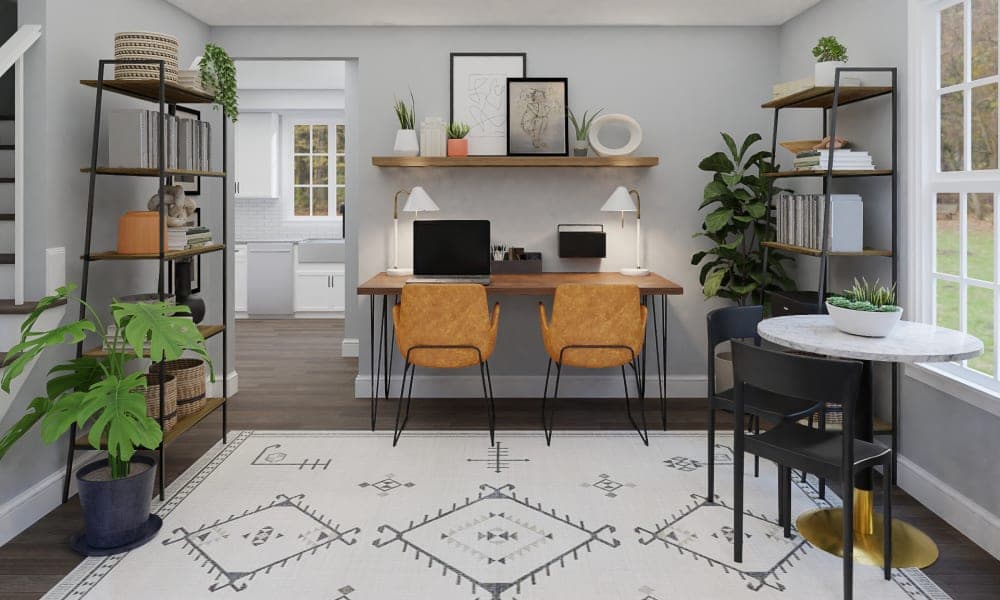 Industrial & Glam Accents Are Overflowing In this Home Office