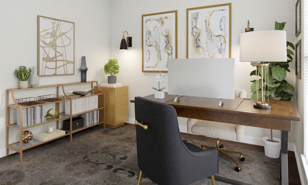 Oversized Prints Honor This Glam Home Office