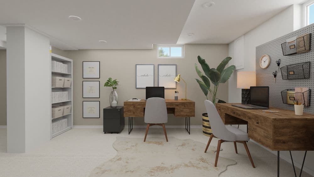 An Exposed Brickwall In A Rustic Home Office Gallery, Image 2