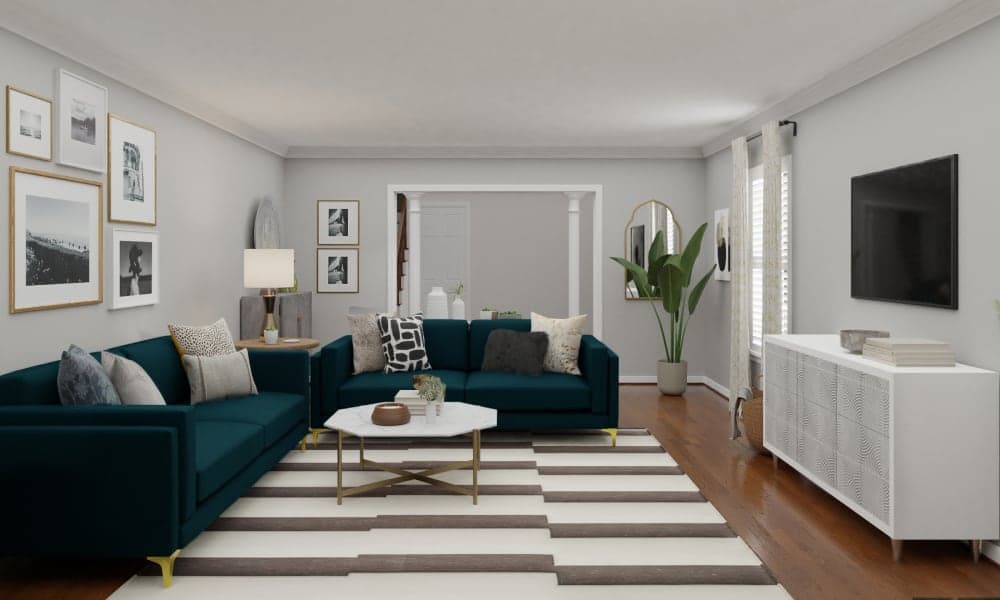 A Peacock Blue French Country Living Room