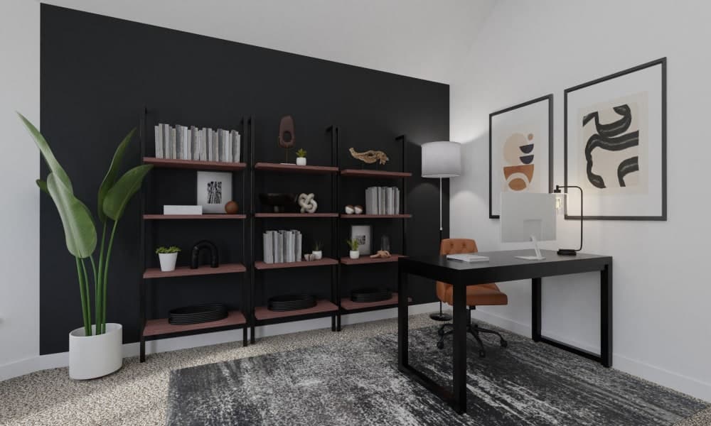 A Modern Industrial Home Office With A Mini Gym