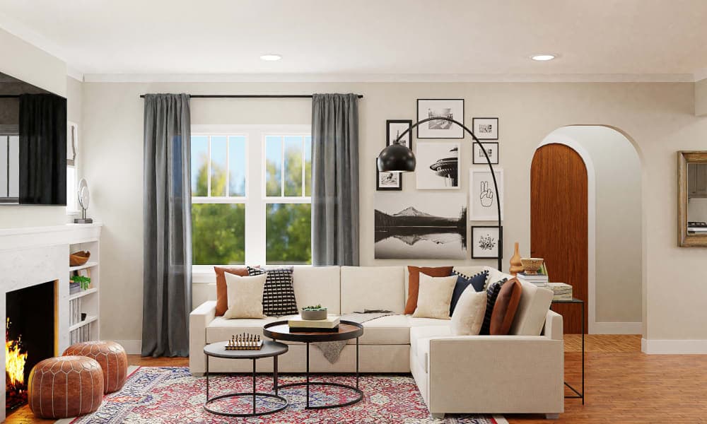 Rustic Yet Comfy: A Modern Living & Dining Room