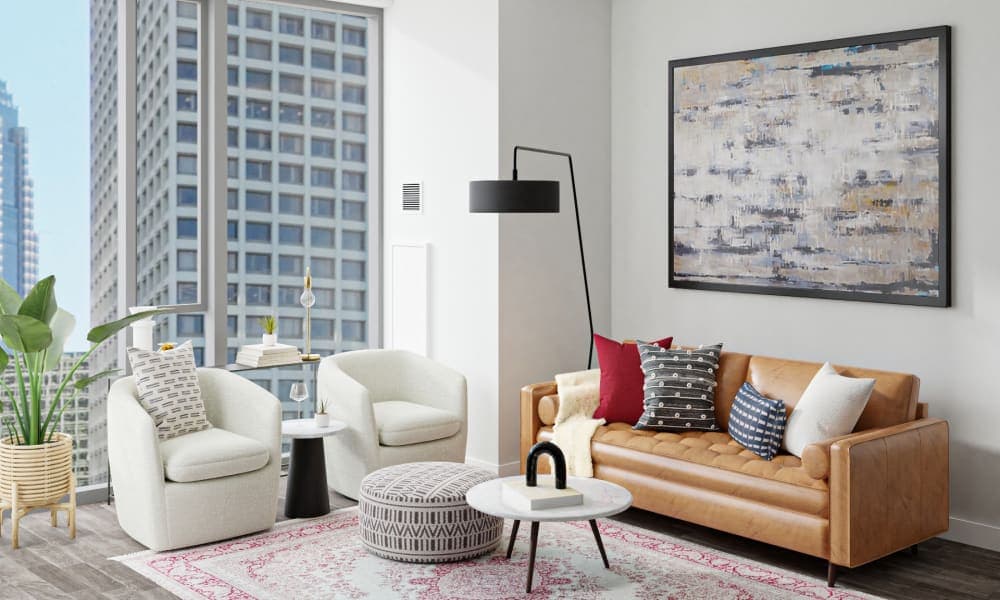 A Contemporary Living-Dining Room With Industrial Accents