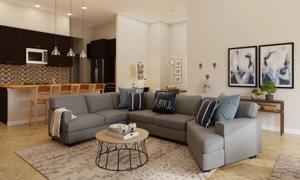 Grays & Blues: Transitional Coastal Living-Dining Room