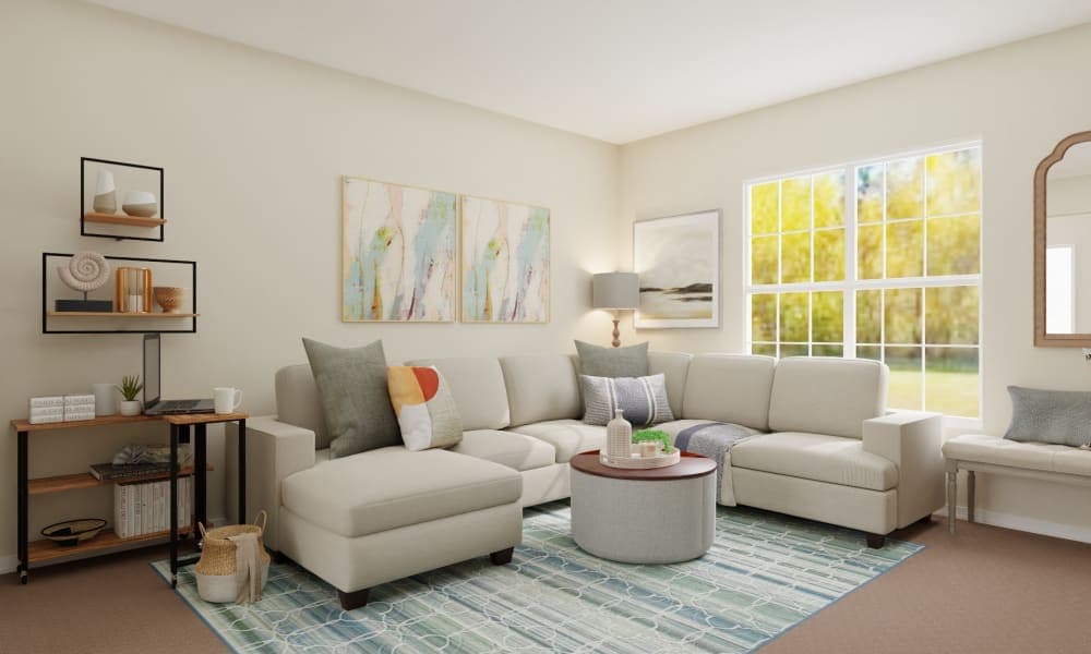 Oceanic Hues: A Transitional Living Room