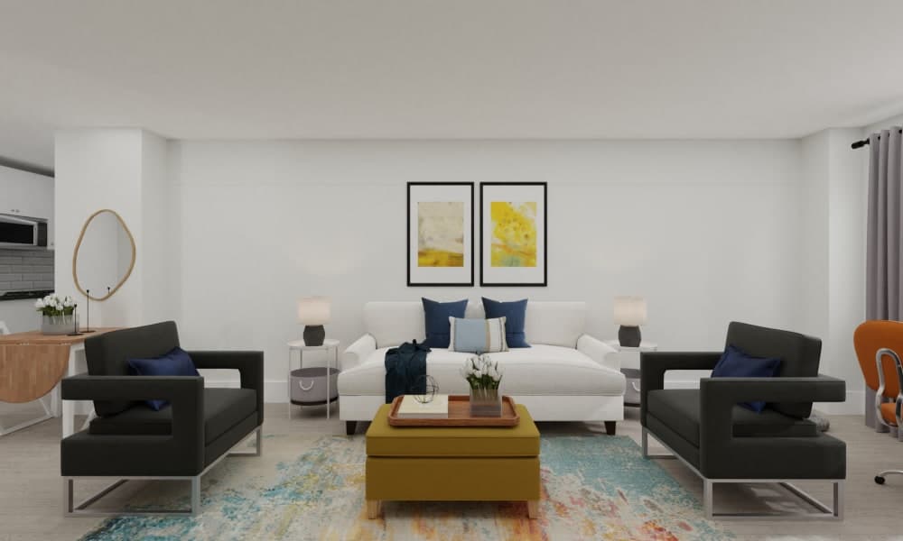 Modern Living-Dining Room With A Study