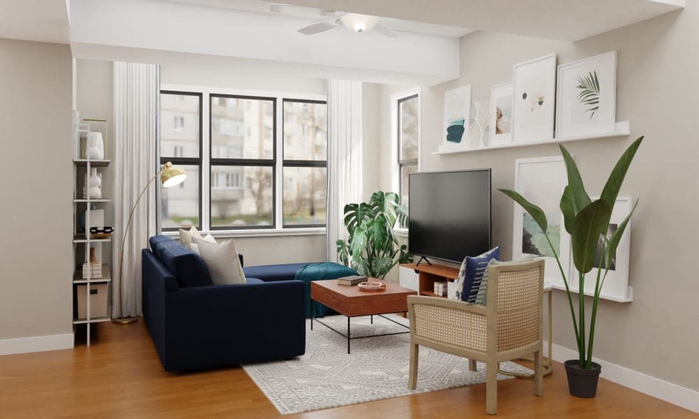 A Coastal Glam Living-Dining Room