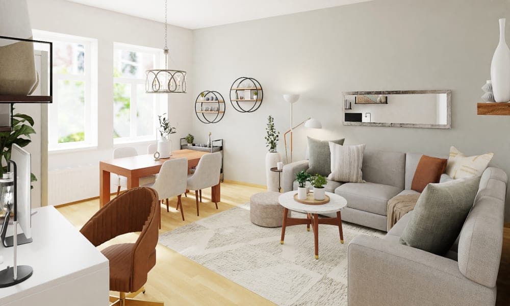 A Functional, Cozy Mid-Century Living-Dining Room