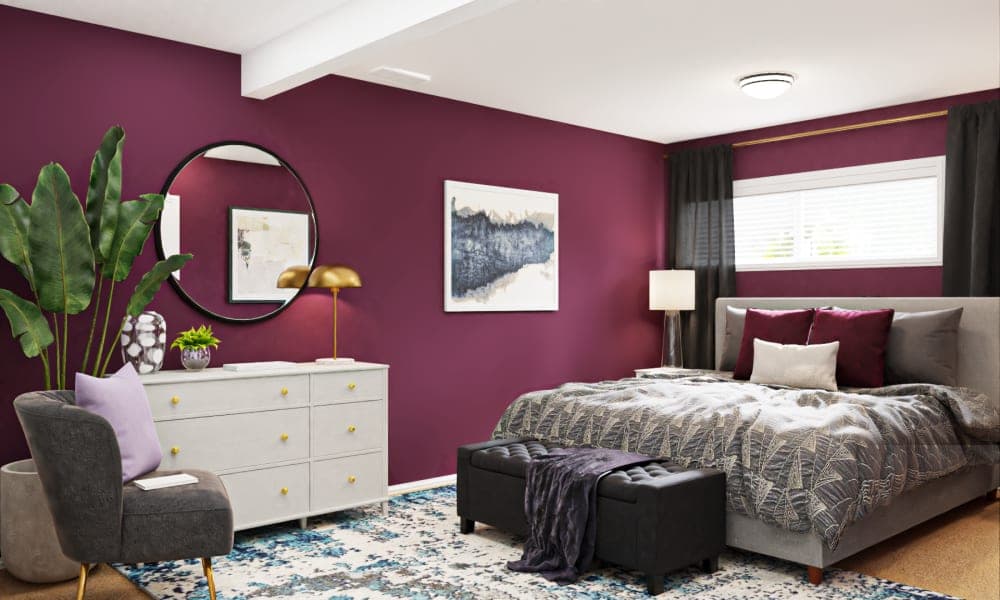 Claret Walls: A Contemporary Glam Bedroom