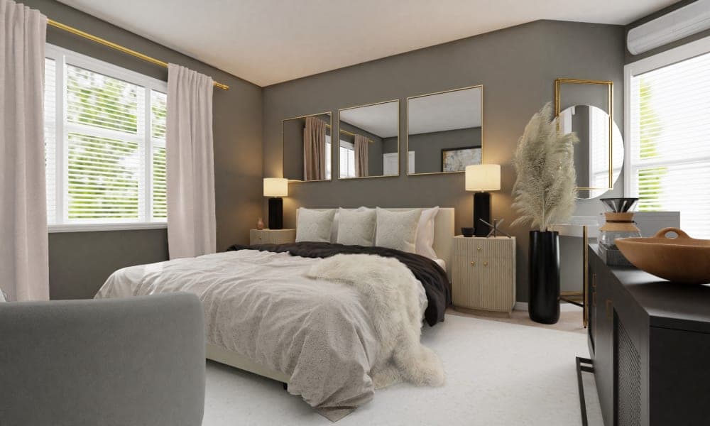A Modern Glam Bedroom With Gold Accents