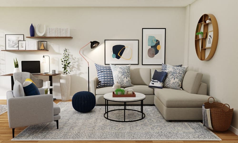 Warm & Inviting Coastal Farmhouse Open Living-Dining Room