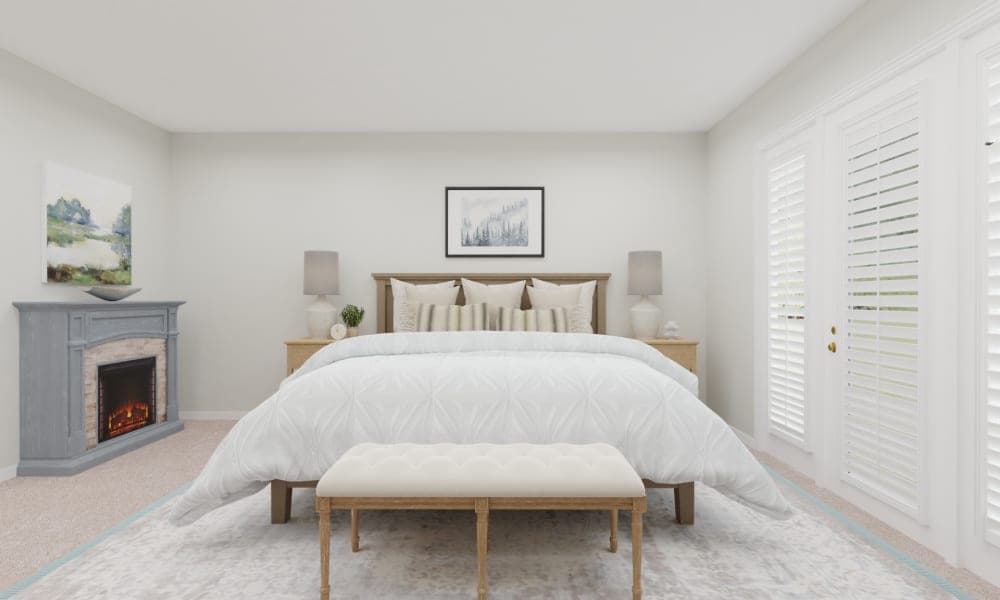 Traditional Neutral Bedroom With Fireplace