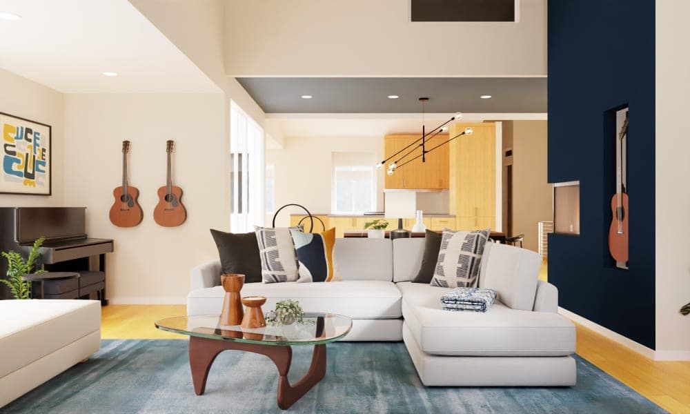 Mid Century Industrial Open Living Space