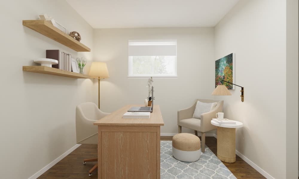 Cozy Home Office With Calming Blue Tones