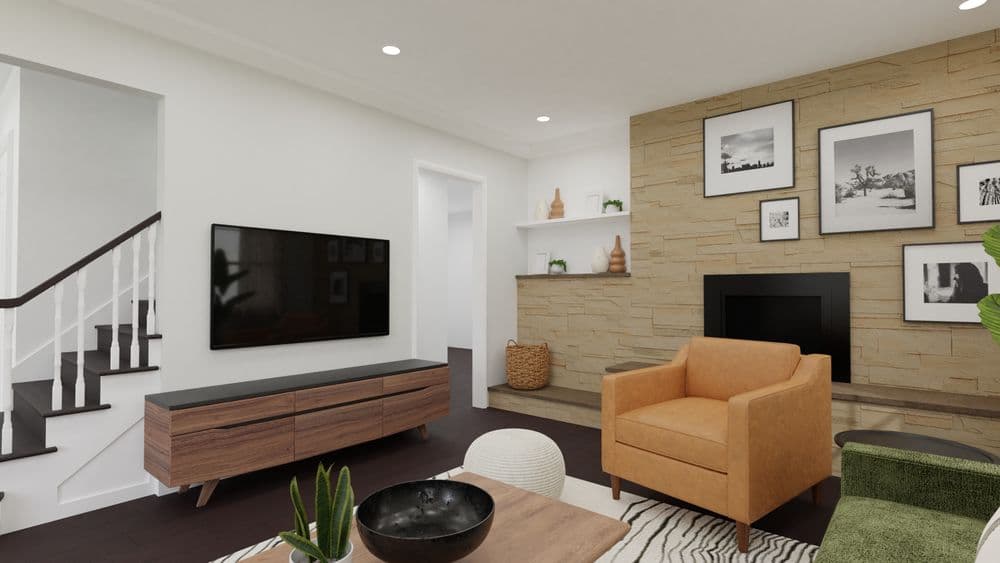 Mid Century Living Area with Green Sofa Gallery, Image 4