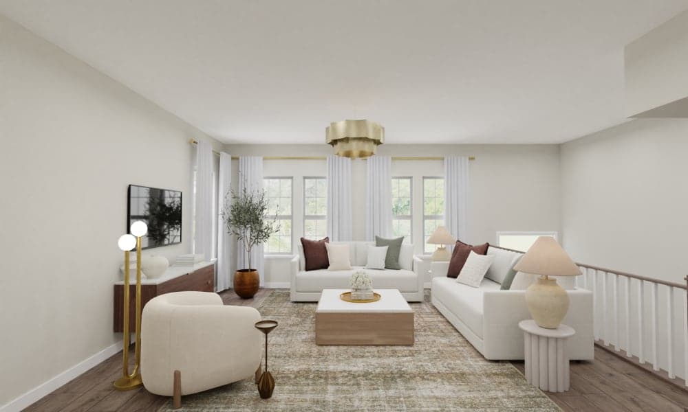 Contemporary Living Room with Brass Accents