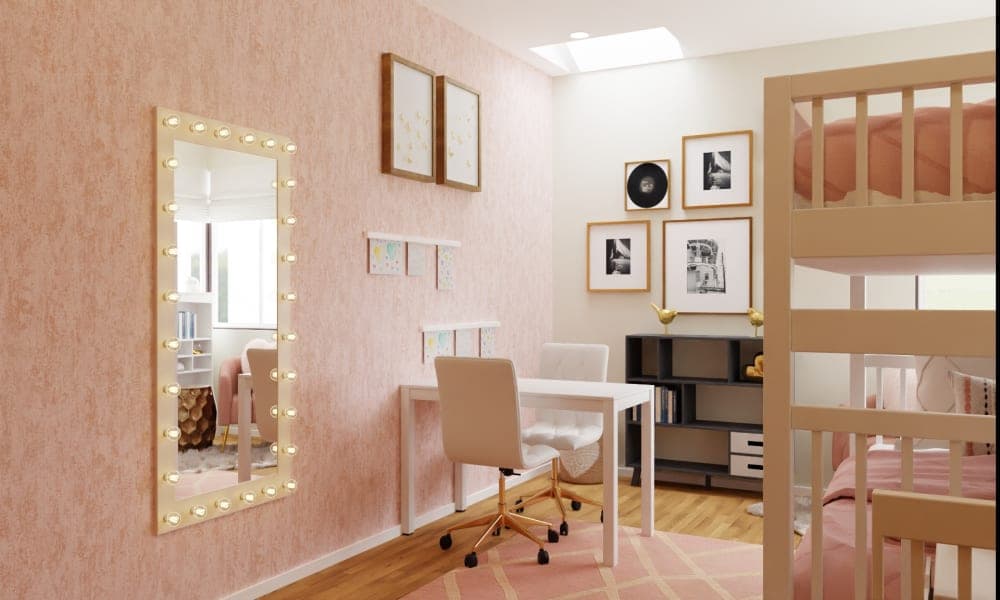 Glam Kids Room with Bunk Beds