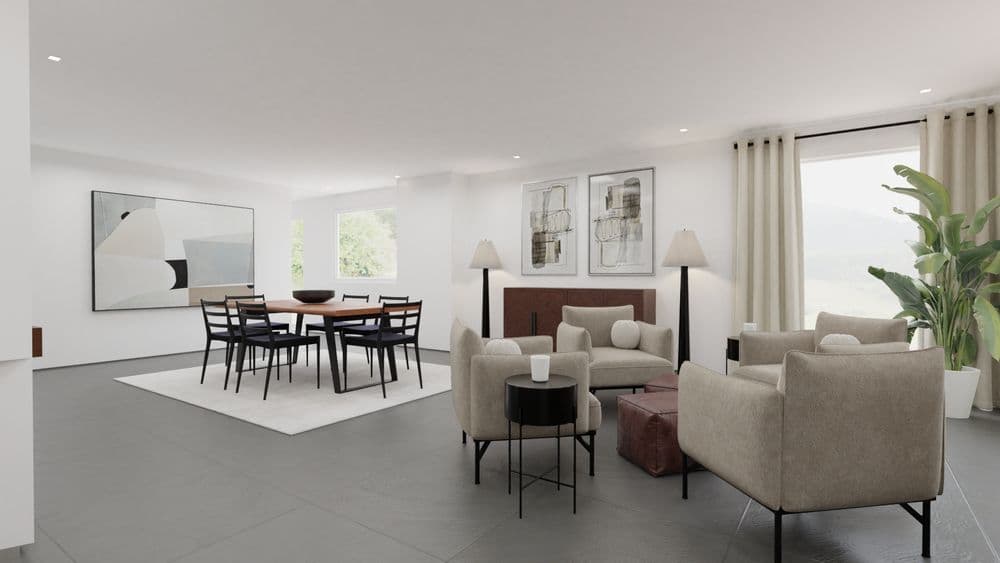 Contemporary Rustic Open Living Area with Black Accents Gallery, Image 1