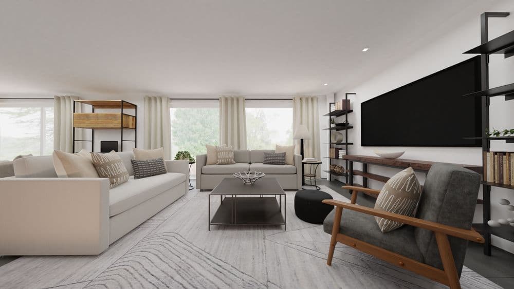 Contemporary Rustic Open Living Area with Black Accents Gallery, Image 4