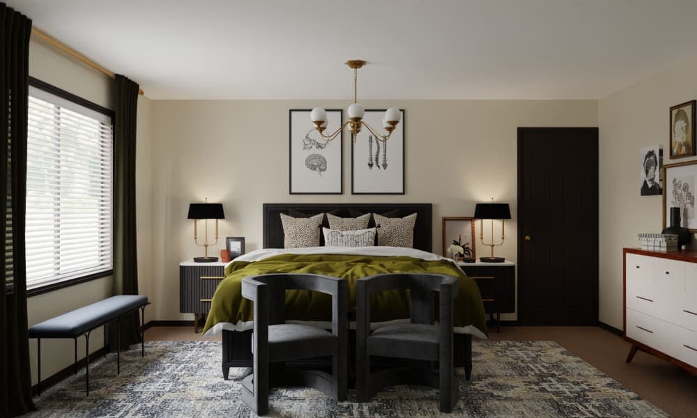 Eclectic Glam Bedroom with Gallery Wall