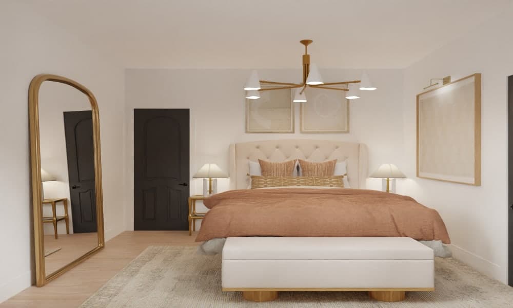 Minimalist Glam Bedroom with Brass Accents