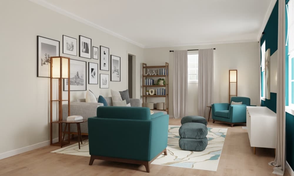 Mid-Century Modern Living Room with Play Area