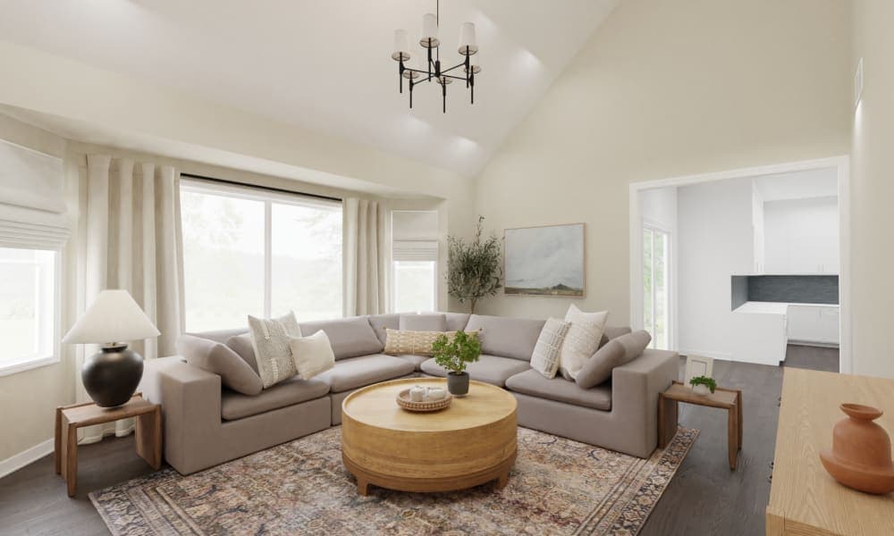 Transitional Living Room with Corner Sectional