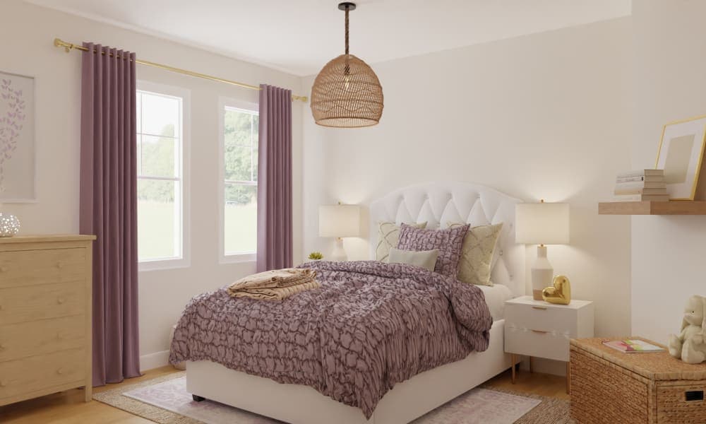 Teen Bedroom with Pops of Purple