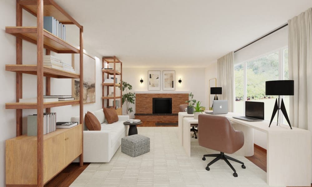 Multifunctional Workspace with Fireplace