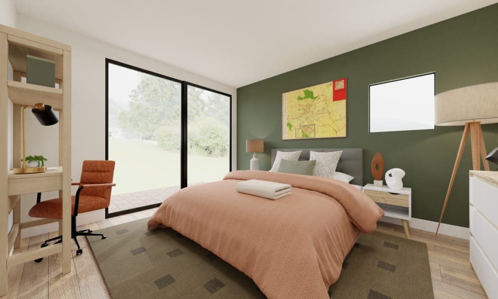 Kids Bedroom with Green Accent Wall