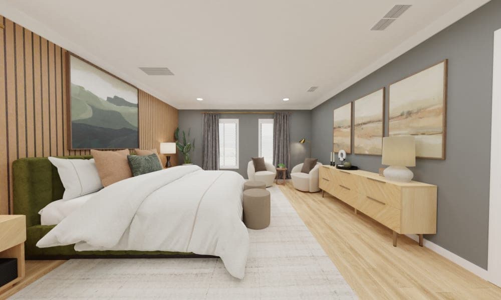 Earthy Bedroom with Velvet Accents