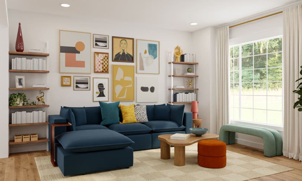 Eclectic Living Room with Gallery Wall