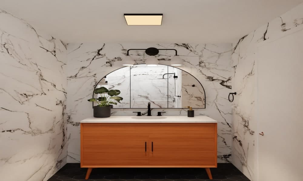 Marble Accent Wall Bathroom