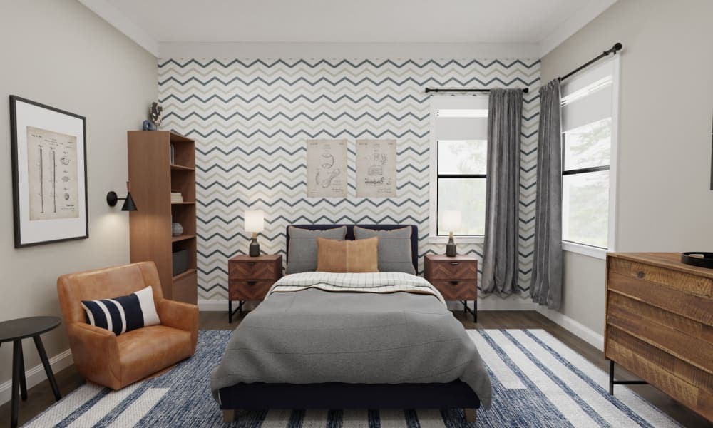 Rustic Teen Bedroom with Study Nook