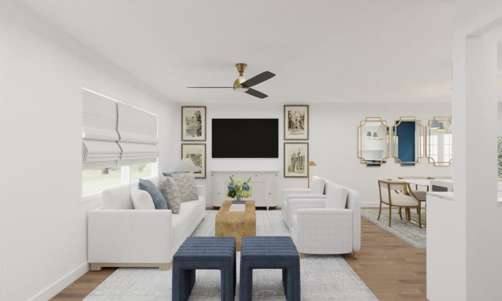 Boho Coastal Living Dining Area with Brass Tones