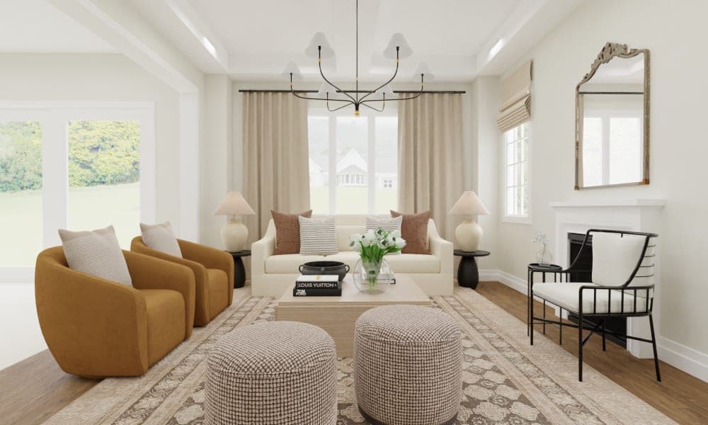 Transitional Living Room with Earth Tones