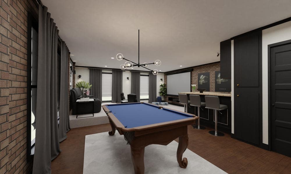 Basement Game Room with Billiard Table