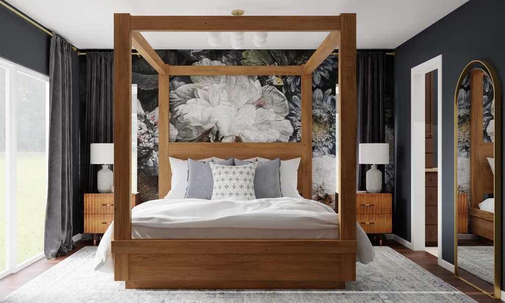 Bedroom Elegant Urban with Floral Wallpaper