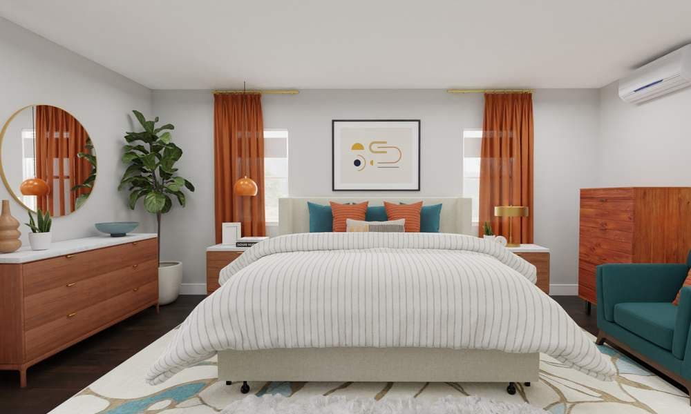 Bedroom Mid-Century Modern with Warm Accents