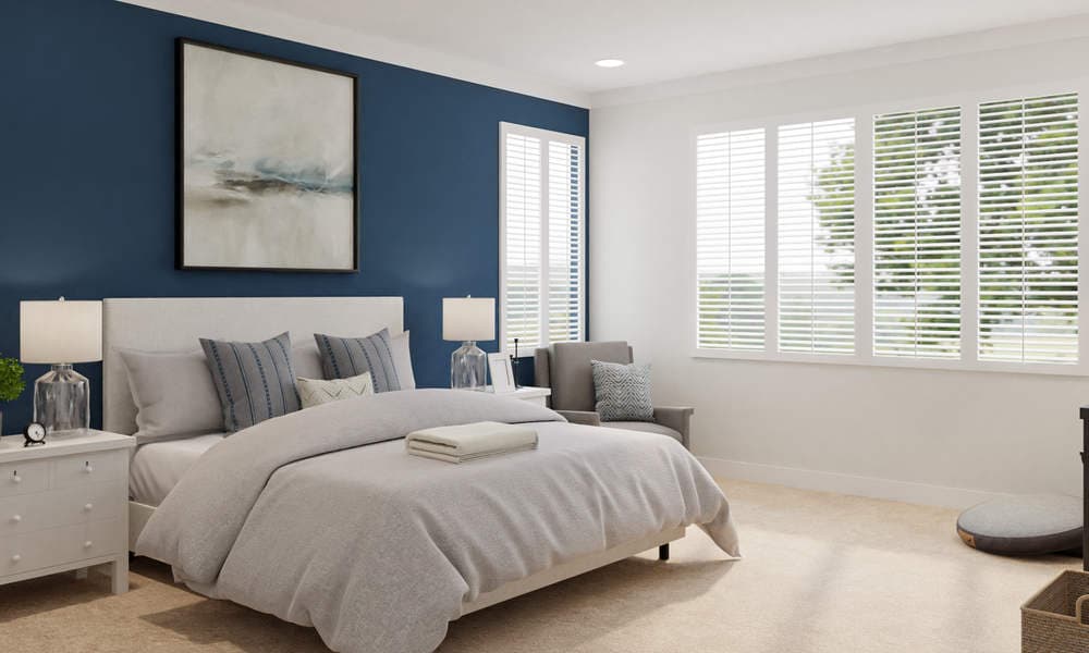 Bedroom Modern Elegant with Teal Accent Wall