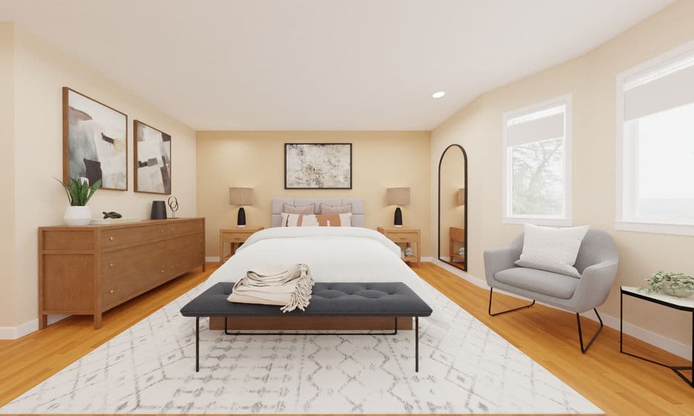 Bedroom: Cozy Modern Industrial with Workspace