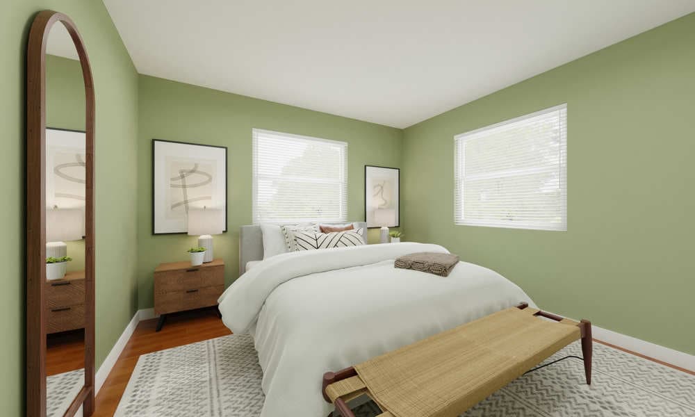 Bedroom: Mid-Century Modern with Calming Green Walls